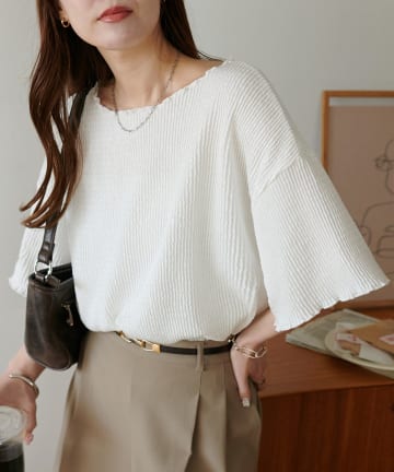 OUTLET(アウトレット) 【Discoat】変形リブメロー5分袖