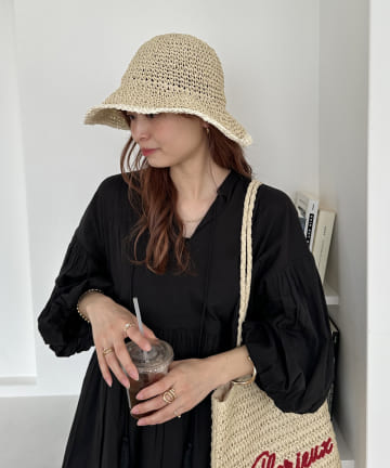 OUTLET(アウトレット) 【Discoat】ライン細編みペーパーハット