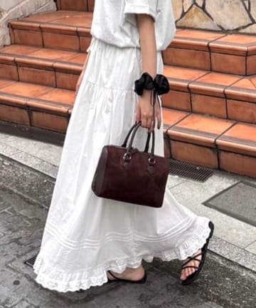 OUTLET(アウトレット) 【Discoat】【umm.】ピンタックレースフレアスカート