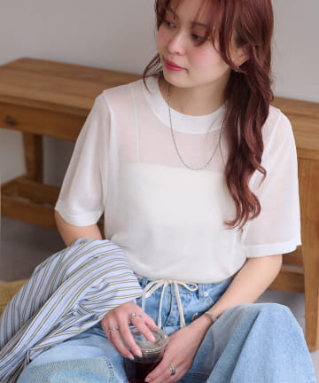 OUTLET(アウトレット) 【Discoat】シアー半袖プルオーバー