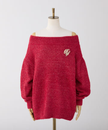 one after another NICE CLAUP(ワンアフターアナザー ナイスクラップ) ブローチ付きベロアモールミニニットワンピース