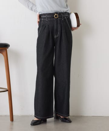 Jena　espace merveilleux(ジェナ　エスパスメルヴェイユ) 【2タック/やわからデニム】ウエストフリルデニムパンツ