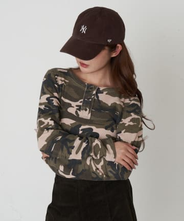 RAY CASSIN(レイカズン) 迷彩ワッフルヘンリーTシャツ