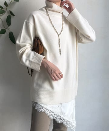 DOUDOU(ドゥドゥ) ウール混タートルチュニック