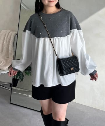 prose verse(プロズヴェール) デコルテパールシャツドッキングニット