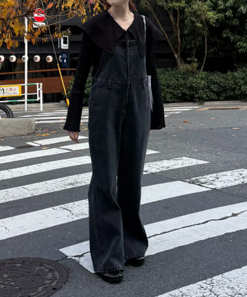 デニムサロペット　ブラック　GALLARDAGALANTE(ガリャルダガランテ ガリャルダガランテ GALLARDAGALANTE 【サイズ展開あり】デニム