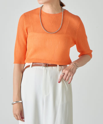 OUTLET(アウトレット) 【SHENERY】シアー5分袖ニット