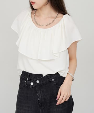 OUTLET(アウトレット) 【SHENERY】フリルノースリーブブラウス