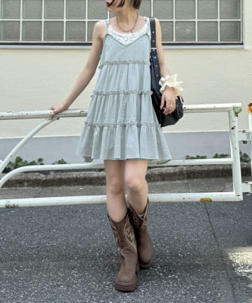 OUTLET(アウトレット) 【w closet】ティアードミニキャミワンピース