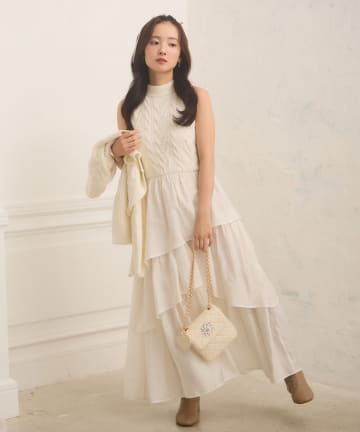 Seemi.by NICE CLAUP(シーミーバイナイスクラップ) 【Seemi.】パール付ドッキングワンピ