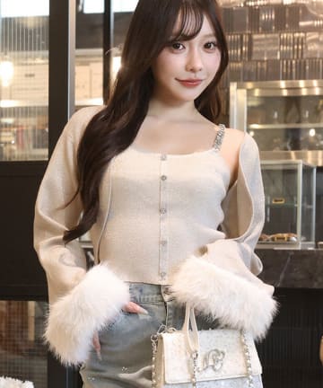 one after another NICE CLAUP(ワンアフターアナザー ナイスクラップ) 【Twinkle Collection】袖ファーボレロ+キラキラビスチェSET