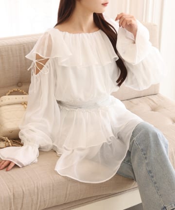 one after another NICE CLAUP(ワンアフターアナザー ナイスクラップ) フリルチュニック