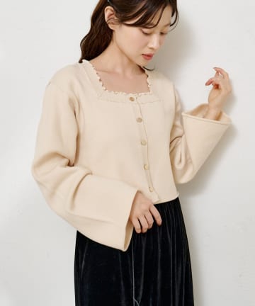 Kastane(カスタネ) 【4色展開】スクエアメロウニットカーディガン