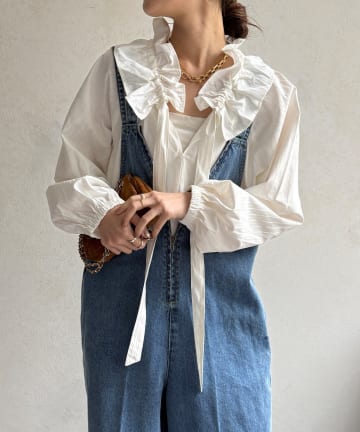 DOUDOU(ドゥドゥ) 【WEB限定】フリルカラーラグランブラウス