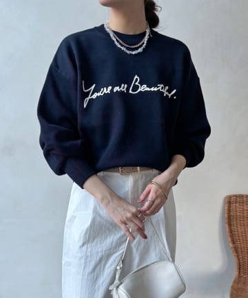 DOUDOU(ドゥドゥ) 【WEB限定】スウエットライクロゴニット