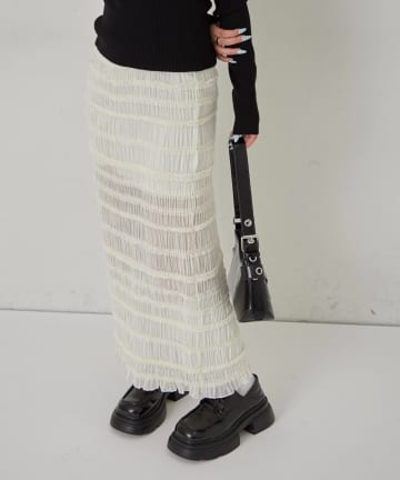 OUTLET(アウトレット) 【WHO'S WHO gallery】スタンドフリルナロースカート