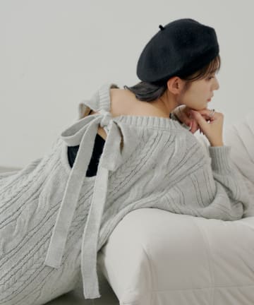 OUTLET(アウトレット) 【Chico】バックオープンケーブルルーズワンピース