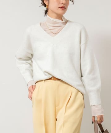 NOLLEY'S(ノーリーズ) 《手洗い可能》モヘヤスパンコールVネックプルオーバー