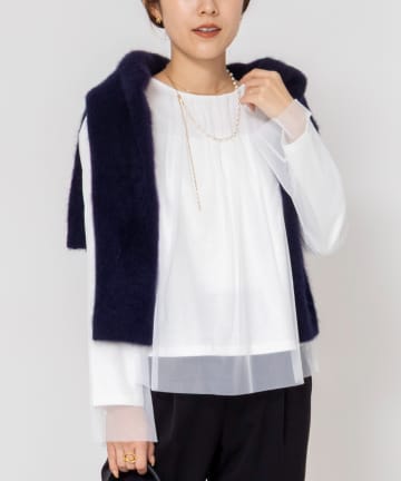 NOLLEY'S(ノーリーズ) ウォッシャブルチュールレイヤード2WAYブラウス