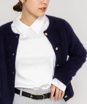 NOLLEY'S(ノーリーズ) ウォッシャブルNEWオトナサテン襟付きブラウス