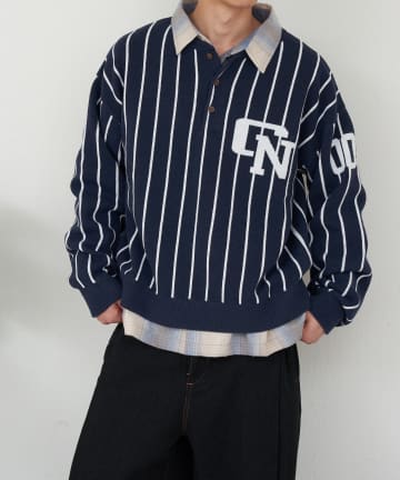 CIAOPANIC(チャオパニック) ストライプベースボールスウェットライクニット