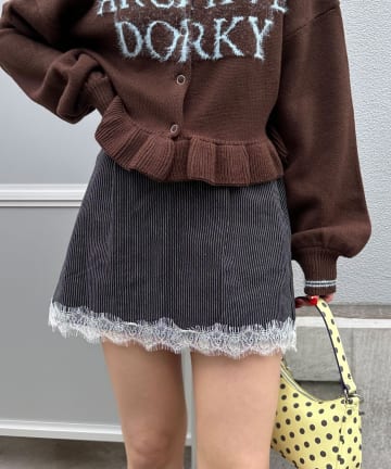 CIAOPANIC(チャオパニック) アソート柄レースヘムミニスカート