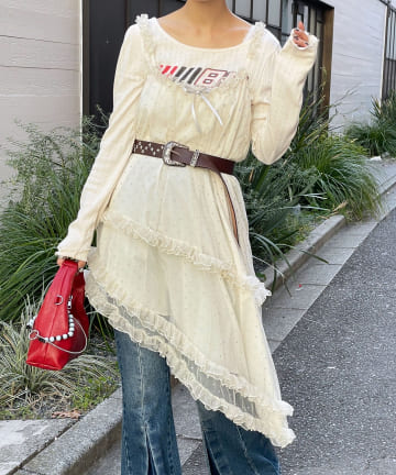 CIAOPANIC(チャオパニック) ラメドットチュールチュニックキャミワンピース