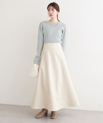 natural couture(ナチュラルクチュール) フェイクレザーフレアスカート