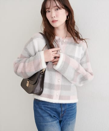 natural couture(ナチュラルクチュール) シャギーミドル丈ニットカーデ