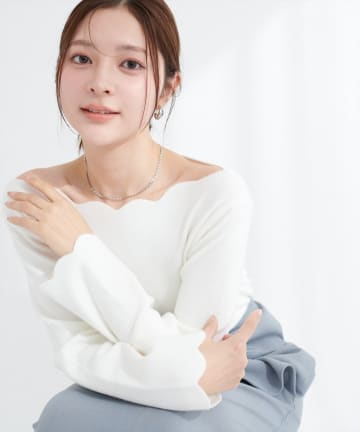 natural couture(ナチュラルクチュール) スカラップラメニット