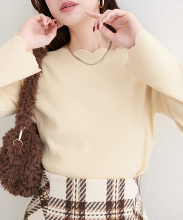 natural couture(ナチュラルクチュール) スカラップラメニット