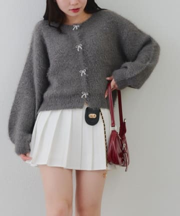 NICE CLAUP / OLIVE des OLIVE OUTLET(ナイスクラップ  / オリーブ デ オリーブ アウトレット) 【RMAF】】ビジューリボンカーデ