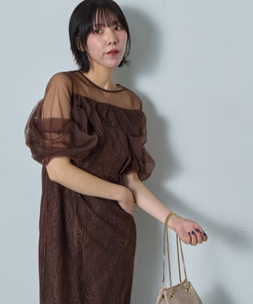 -goocy-(グーシー) 【オケージョン】チュール切替ペンシルドレス