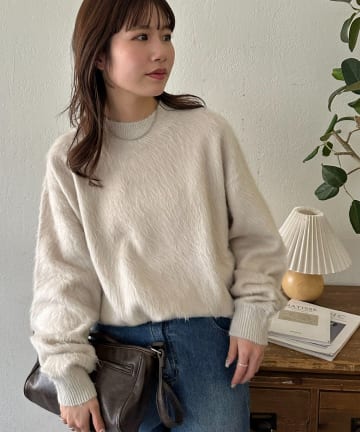 DISCOAT(ディスコート) 【ユニセックス】アンゴラミックスシャギーオーバーニット