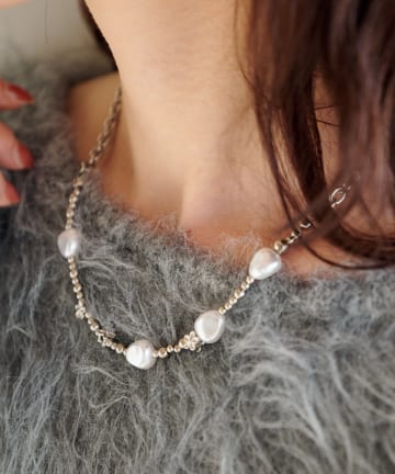 Kastane(カスタネ) 【fiw.】パール×フラワーチェーンネックレス