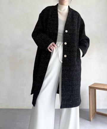 BEARDSLEY(ビアズリー) チェックツイードロングコート