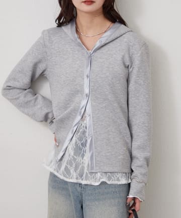 mystic(ミスティック) サテン切り替えポンチフーディ