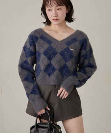 mline(エムライン) [mline]アーガイル ショートニット