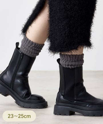 3COINS(スリーコインズ) 2重編みアメリブ底パイルソックス