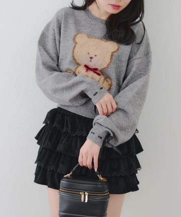 NICE CLAUP / OLIVE des OLIVE OUTLET(ナイスクラップ  / オリーブ デ オリーブ アウトレット) 【RMAF】リボンくまさんニット