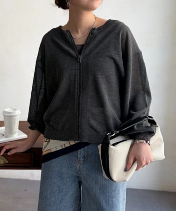 Chez toi(シェトワ) UV加工2WAYZIPカーディガン