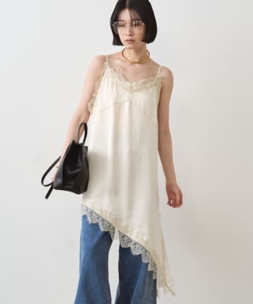 LOUNGEDRESS(ラウンジドレス) サテンレースアシメキャミ