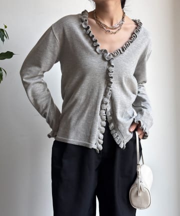 DOUDOU(ドゥドゥ) 【WEB限定】ニットフリルカーディガン