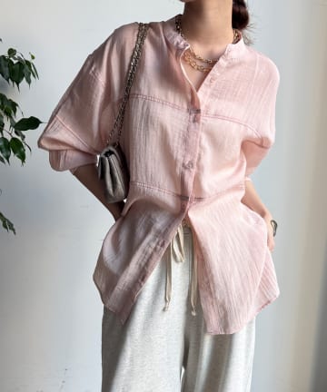 DOUDOU(ドゥドゥ) 【WEB限定】切替シアーブラウス