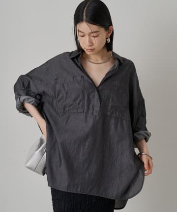 OUTLET(アウトレット) 【Loungedress】シアーデニムスキッパーシャツ