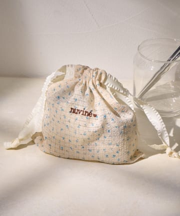 Lattice(ラティス) パターン刺繍巾着ポーチ