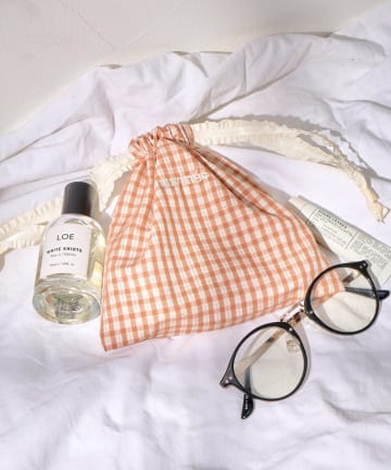 Lattice(ラティス) パターン刺繍巾着ポーチ