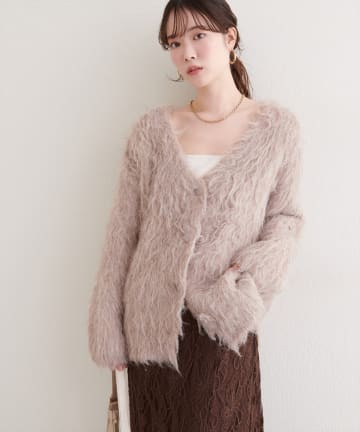 natural couture(ナチュラルクチュール) 【Mychoiceset対象】シャギーカーデ