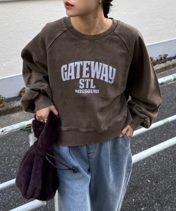 CIAOPANIC TYPY(チャオパニックティピー) アシッドウォッシュ加工ロゴプリントラグランスウェット