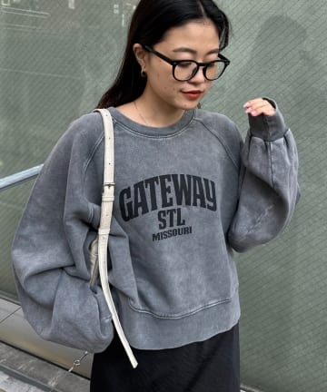 CIAOPANIC TYPY(チャオパニックティピー) アシッドウォッシュ加工ロゴプリントラグランスウェット